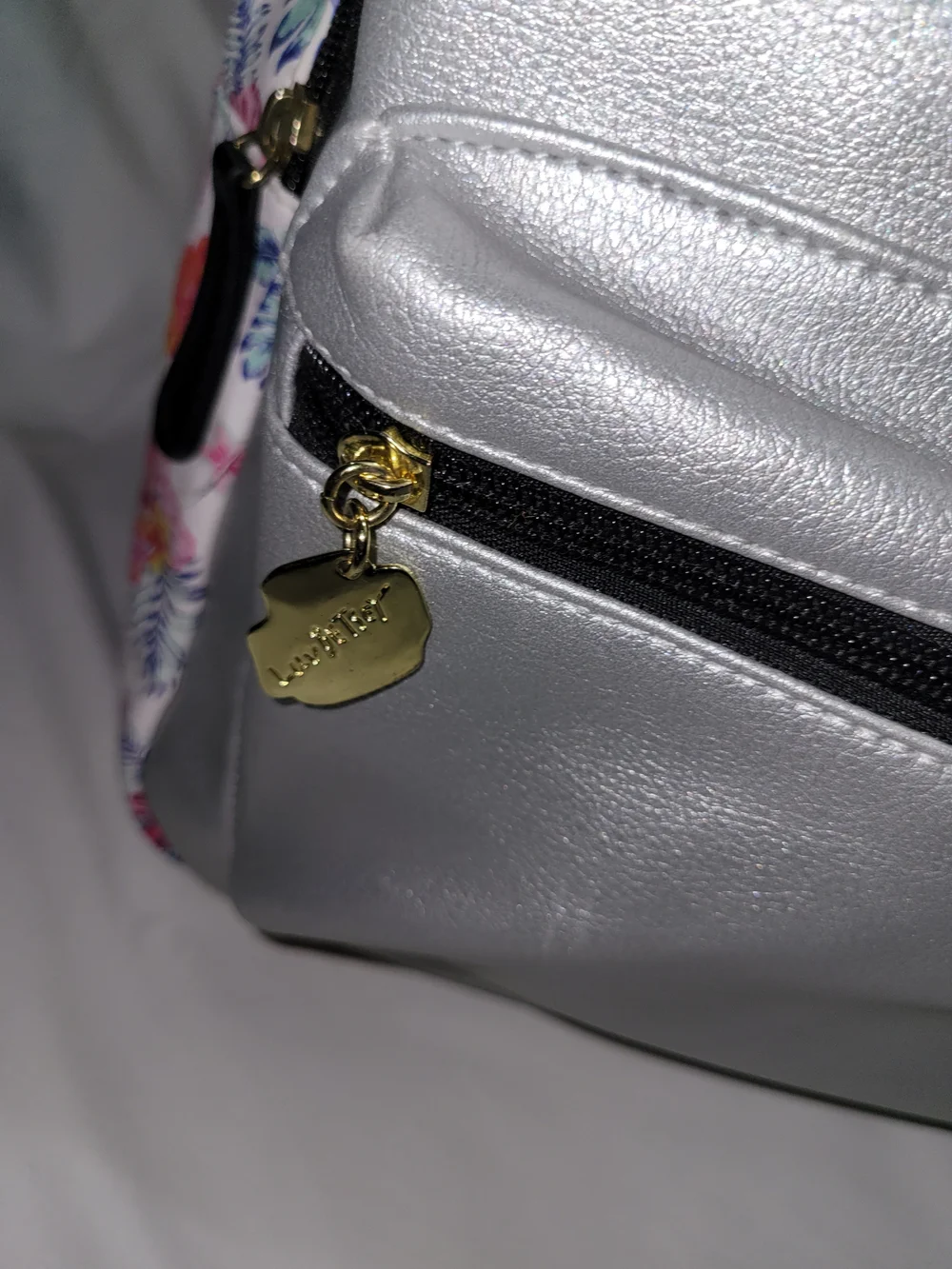Betsy Johnson Silver Koala Backpack with Floral Accent